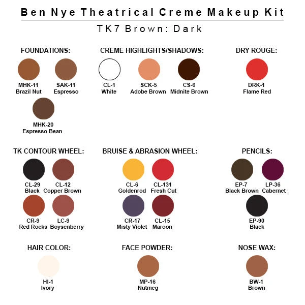 Ben Nye Theatrical Creme Makeup Kit 6 Ben Nye Theatrical Creme Makeup Kit